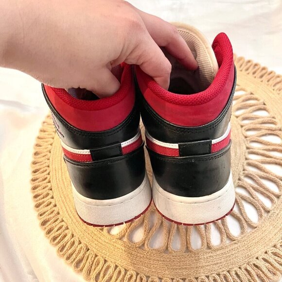 Nike Air Jordan 1 Mid Metallic Red Sneakers Size 7Y/ Women's 8.5 - Picture 7 of 9